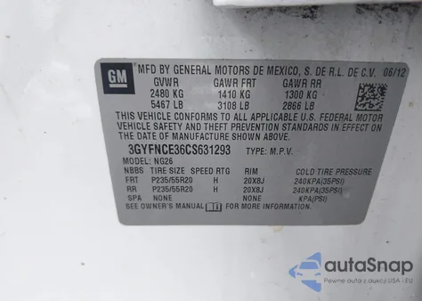 2012 Cadillac Srx Premium Collection z USA, uszkodzony, nr VIN 3GYFNCE36CS631293